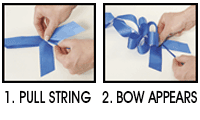 Directions: 1. Pull String, 2. Bow Appears